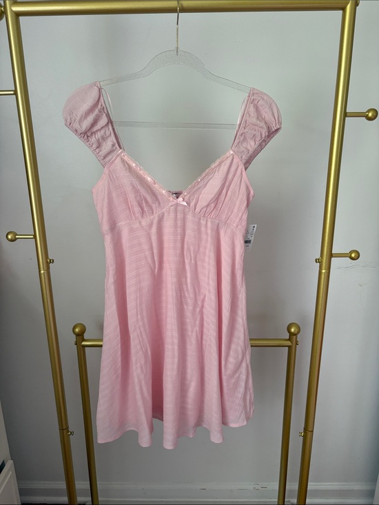 PacSun Dresses & Skirts - NEVER WORN PacSun Pink Silky Slip BabyDoll Mini Dress with Bow